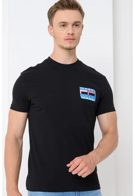 Тениска от памук с шарка на гърба