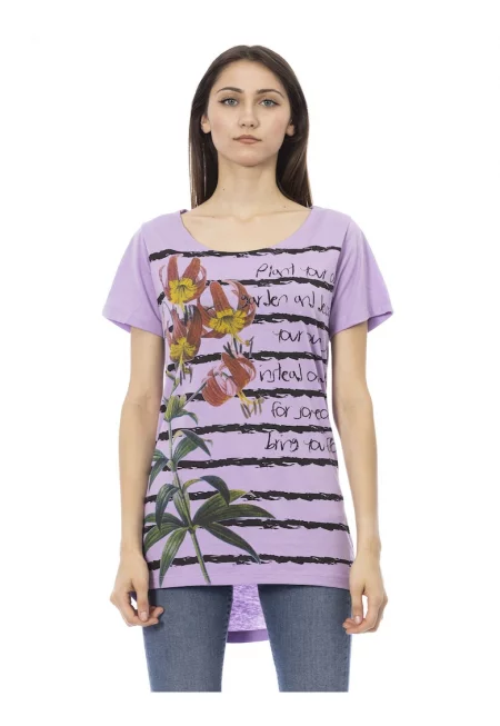 Тениска с асиметричен подгъв - Лилав