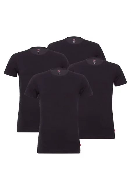 Тениска с овално деколте - 4 броя - Черен