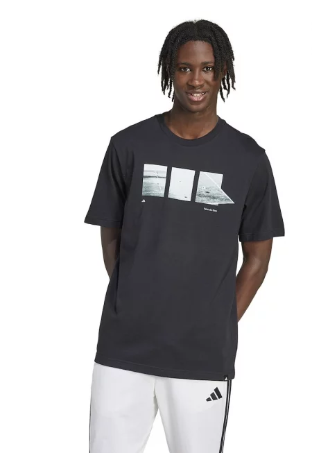 Тениска с овално деколте и фото щампа