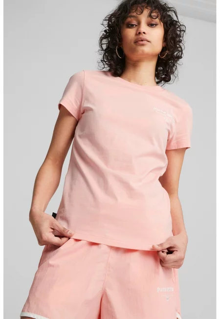 Тениска TEAM с лого - Праскова