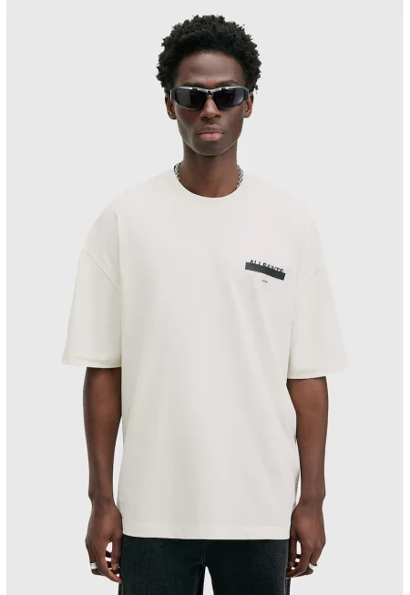 Уголемена тениска Redact от органичен памук - Бял/Черен