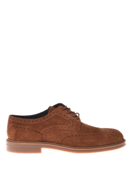 Велурени обувки Brogue - Карамел