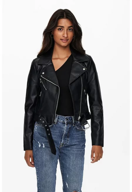 Яке от еко кожа - Черен