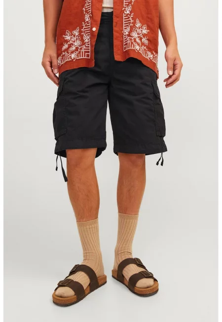 Бермуди карго със свободна кройка - Черен