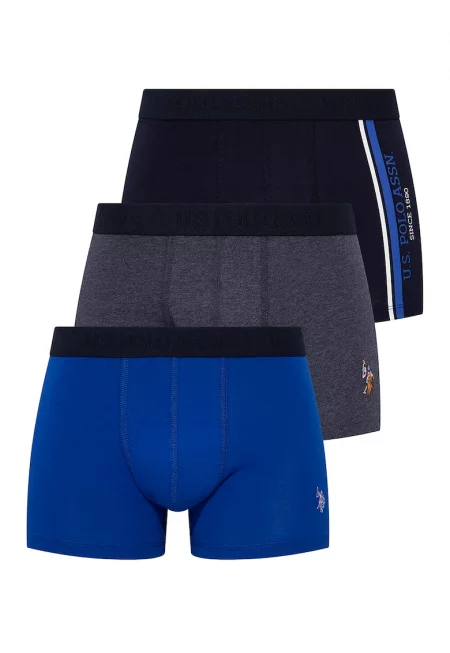 Боксерки с лого на талията - 3 чифта - Тъмносин/Тъмносин