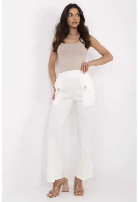 Bootcut Pants With Decorative Buttons