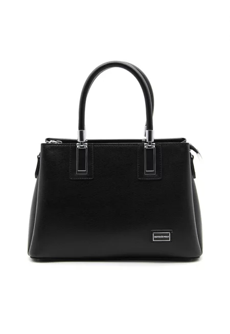 Чанта от еко кожа с лого - Черен