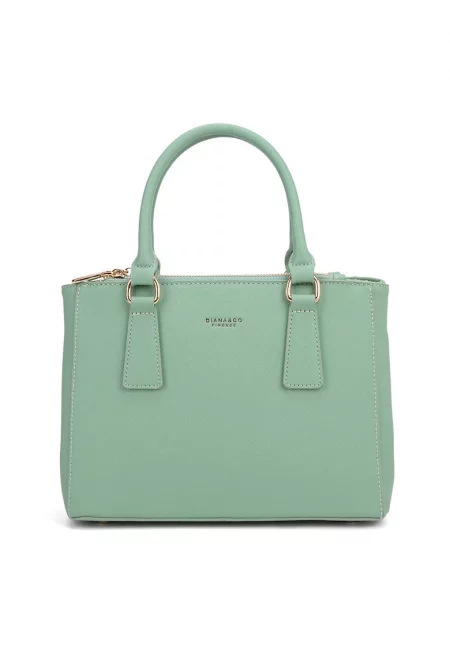 Чанта за рамо от еко кожа с лого - Светлозелен