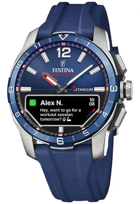 Часовник  Titanium F23000/1 - Син/Сребрист - Кварцов - AMOLED екран - Водоустойчив 30м