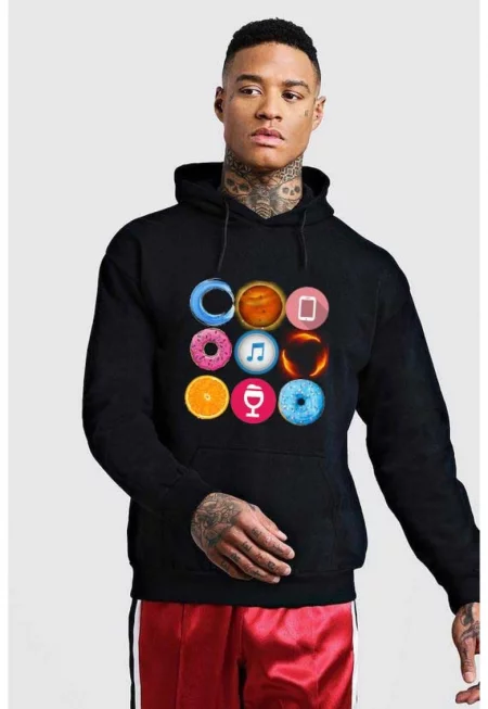 Черна мъжка качулка - кръг