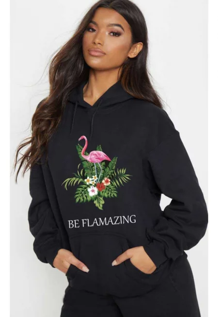 Черно дамско худи - Be Flamazing