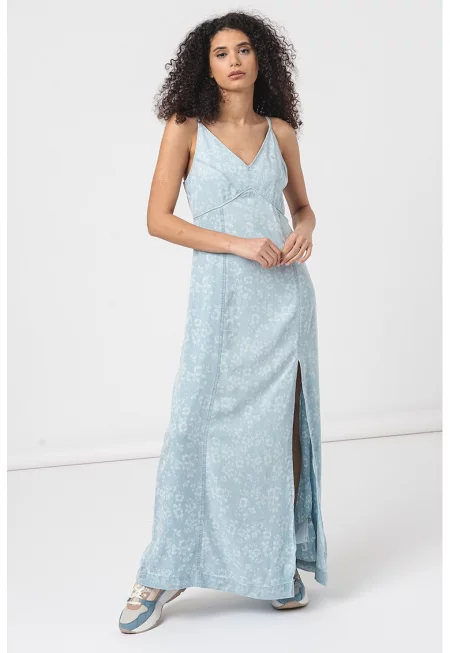 Дълга рокля с лиосел - Пастелносин