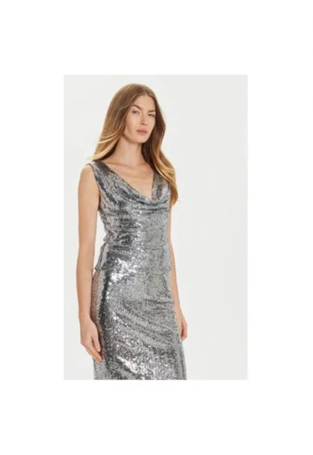 Дамска блуза -  304776335 - Полиестер - Сребрист - Сребрист