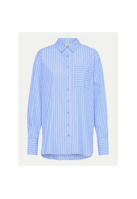 Дамска риза -  303964870 - Полиестер/Памук - Синя - Син