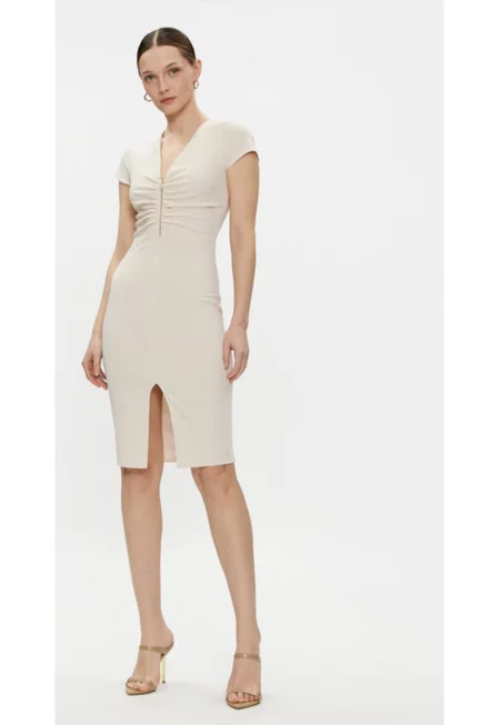 Дамска рокля -  304150678 - Полиестер - Бежов