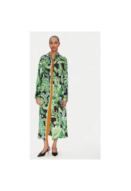 Дамска рокля -  305350657 - Рециклиран полиестер/Полиестер - Зелена - Зелен