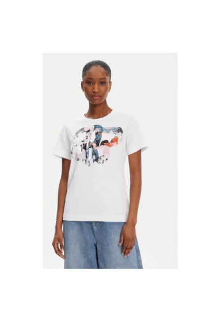 Дамска тениска  252110425260 - Органичен памук - Бяла - Бял