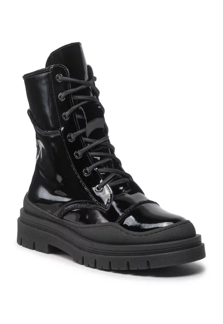 Дамски боти -  301548676 - Естествена кожа/Лачена кожа - Черни - Черен