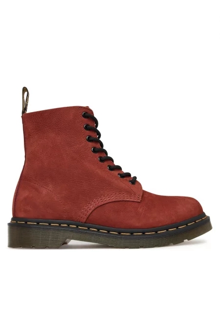 Дамски боти - Martens - естествена кожа - червени - Червен