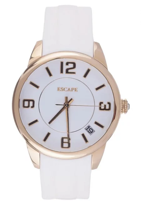 Дамски часовник  бяла силиконова каишка - стоманен корпус 31-34 мм - водоустойчив 5 ATM