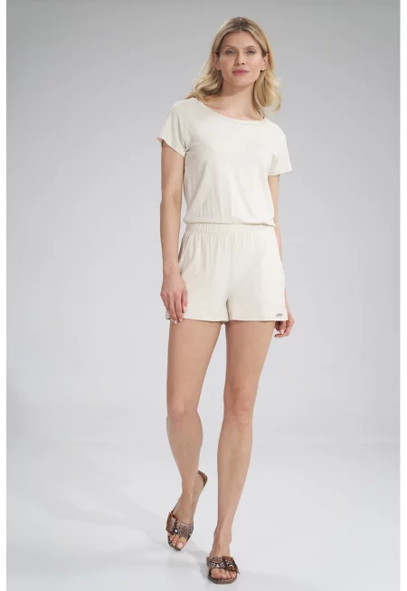 Дамски гащеризон -  къс - бял - вискоза -