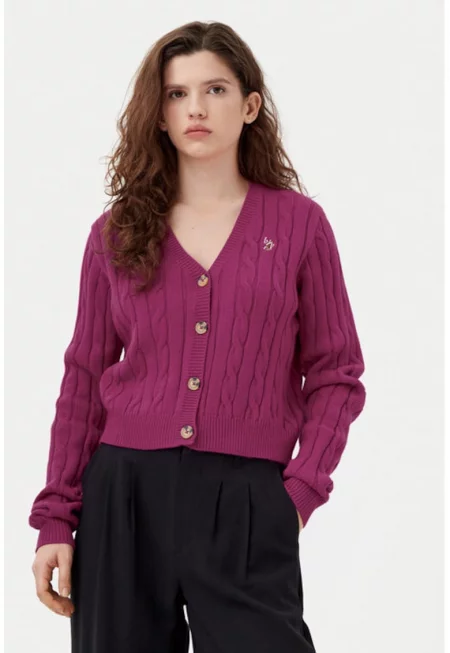 Дамски кардиган - US Polo Assn. - 304797712 - Акрил/Найлон - Розов - Розово