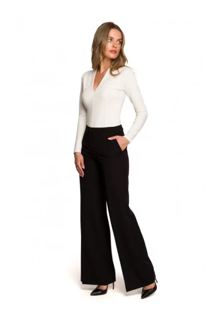 Дамски панталон - стил - полиестер/вискоза - черен