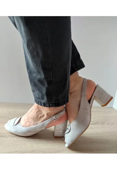 Дамски сандали  360070B 50-I - Елегантни - Сив велур - Сив - Сив