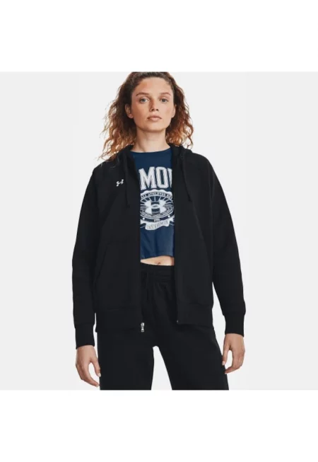 Дамско спортно яке -  Rival Fleece - с качулка - черно - памук/полиестер