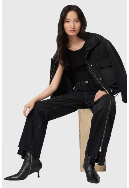 Дънки Frankie с декоративни ципове - Черен