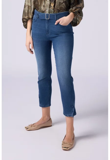 Дънки капри с колан - Тъмносин