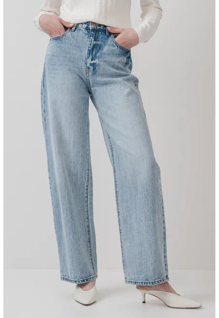 Дънки с висока талия - Светлосин