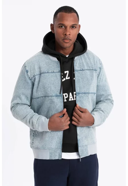 Дънково яке бомбър - Светлосин