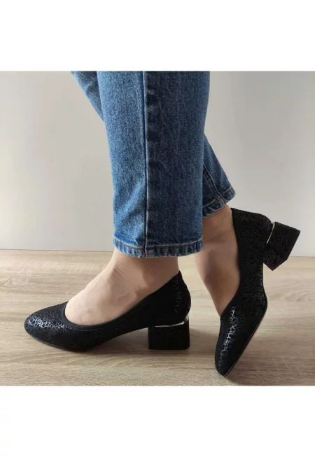 Елегантни дамски обувки  E1640 3004 Черни щампи - черни