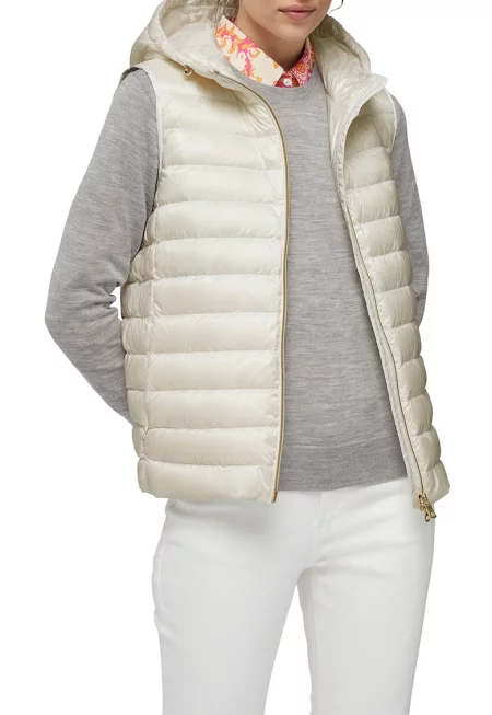 Елек Jaysen с пухена вата и качулка - Бял