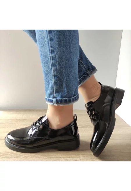 Ежедневни дамски обувки  1227-10 Black Lacquer - черни - Черен