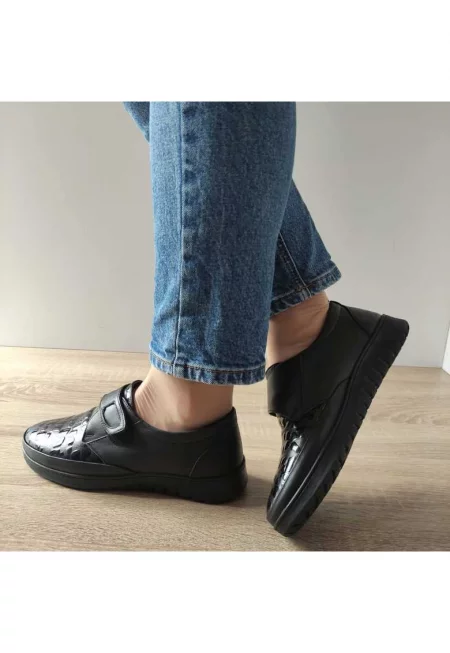 Ежедневни дамски обувки  H-0010 Black + Croco - Черни - Черен