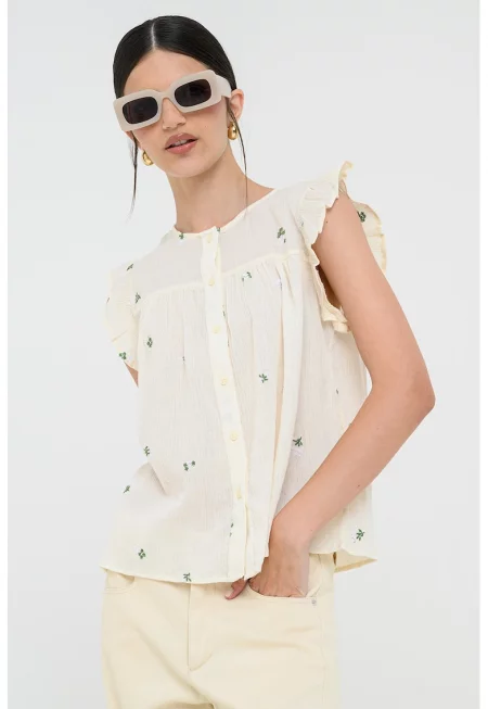 Флорална риза без ръкави с дипли