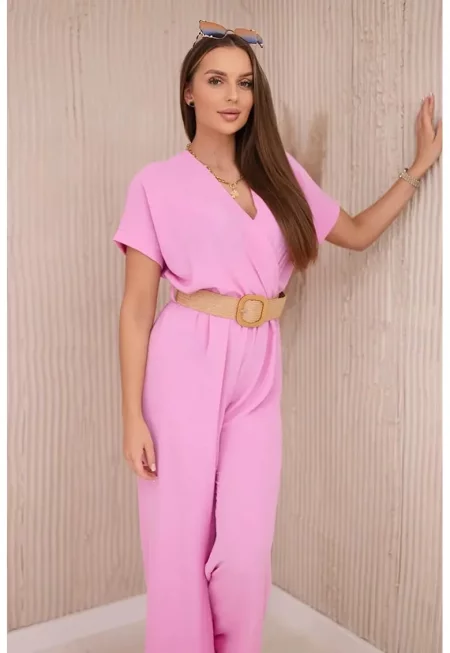 Гащеризон с декоративен колан на талията -