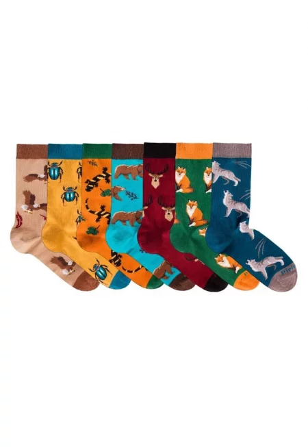 Горски животни памучни чорапи Luxury Box 7БР