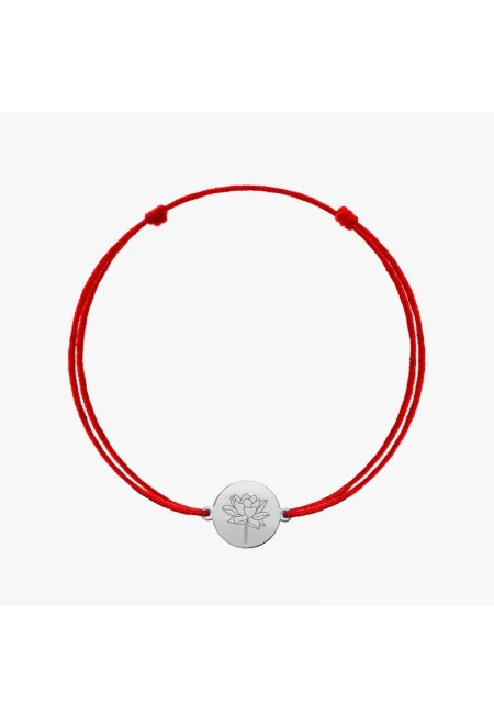 Гривна от бяло злато с цвете на раждане - юлски лотос