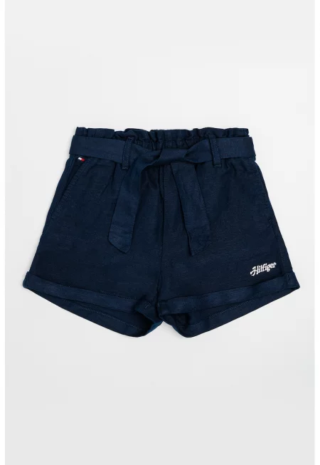 Къс панталон с колан - Тъмносин