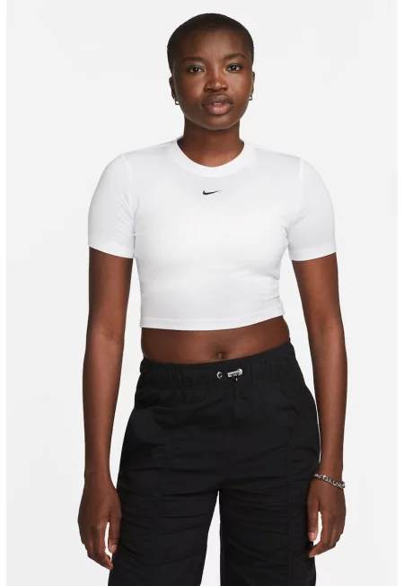 Къса тениска с модал - Бял/Черен