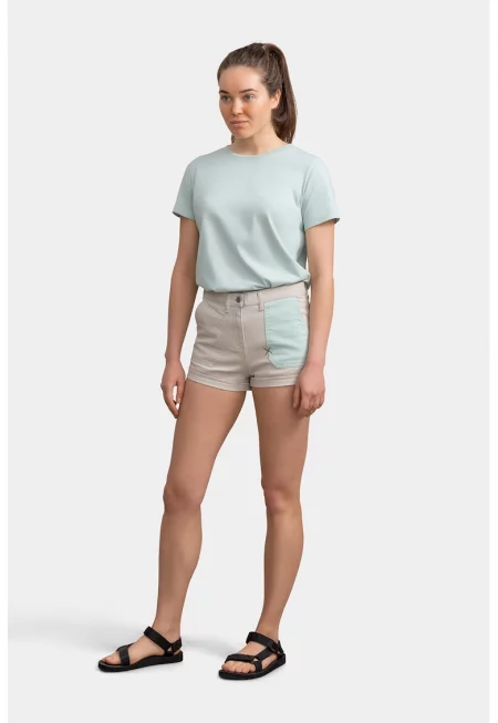 Къси дънки с контрастен джоб - Светло кафяво/Ледено синьо