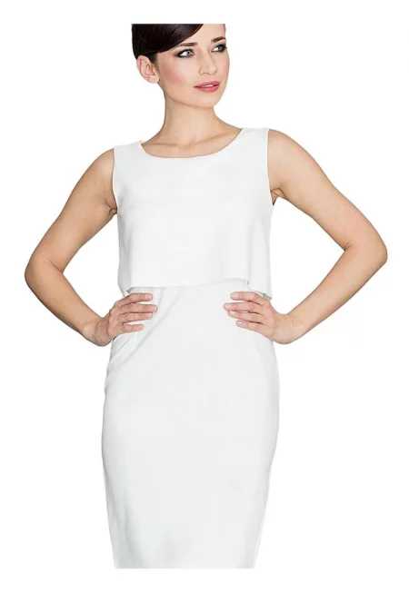 Коктейлна рокля - Ленитиф - Полиестер/Еластан - Бежово