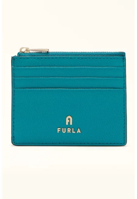 Кожен калъф за карти Camelia - Син/Светлосин