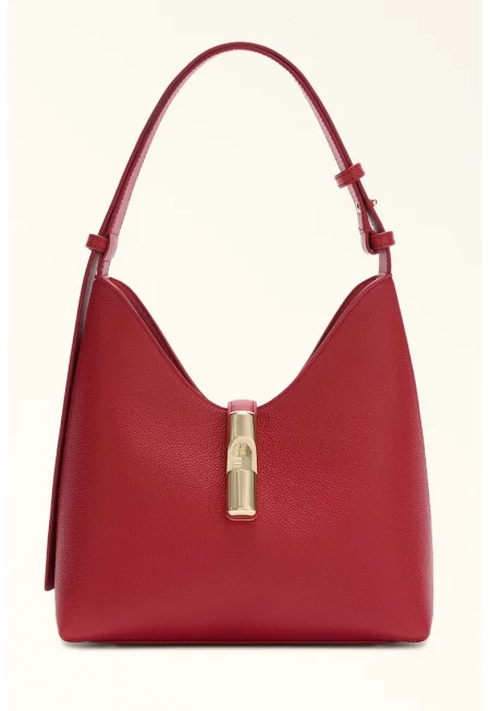 Кожена чанта Хобо с метален детайл