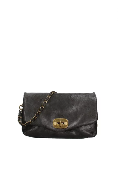 Кожена чанта през рамо Floralia с метално закопчаване