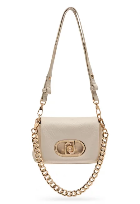 Кожена чанта през рамо Lapuffy с отделяща се дръжка - Бежов